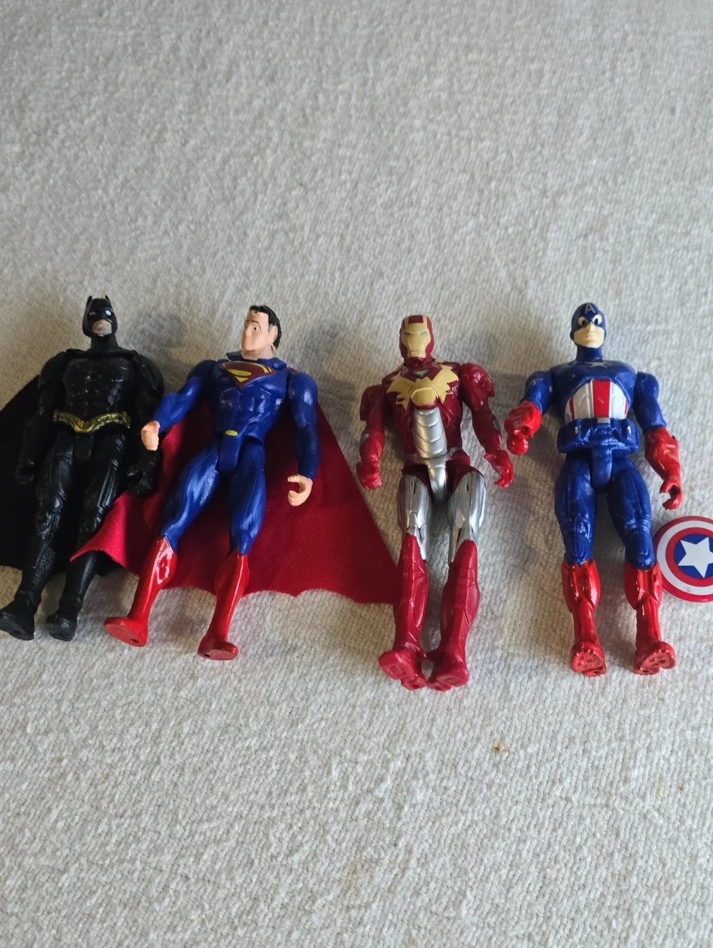 Superhero Action Figure Set - Red, Blue, Black, Silver Set Of 4, 3.5 Inches